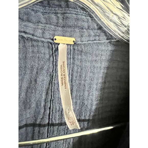 Free People Slub Cotton Button Down Long Sleeve Shirt XS - Picture 3 of 3